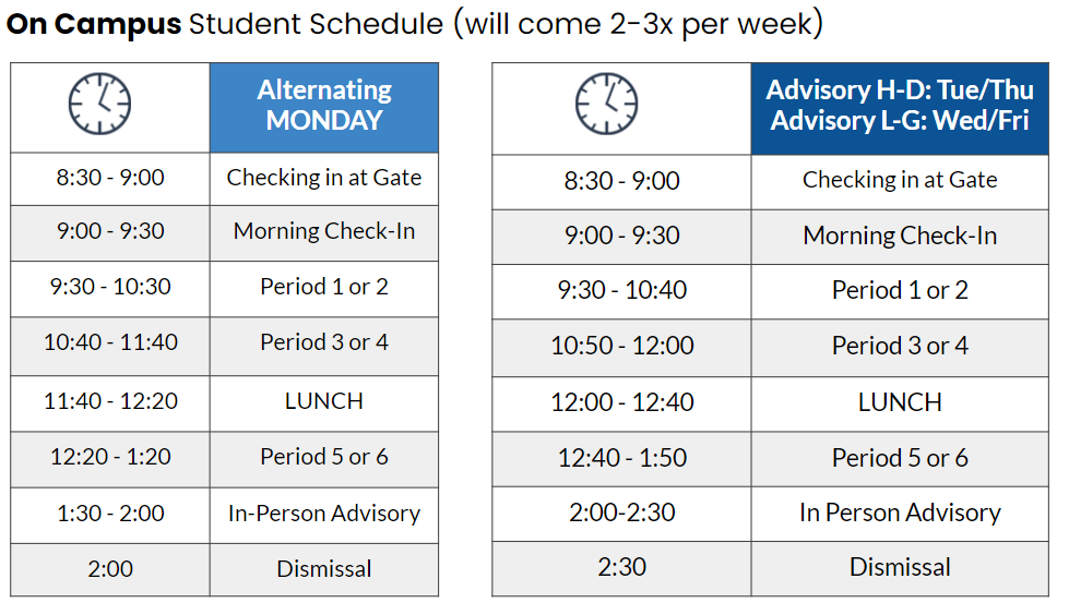 On Campus Schedule